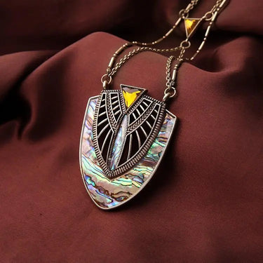 Abalone Shell Scarab Inspired Gold Layered Necklace-Your Soul Place